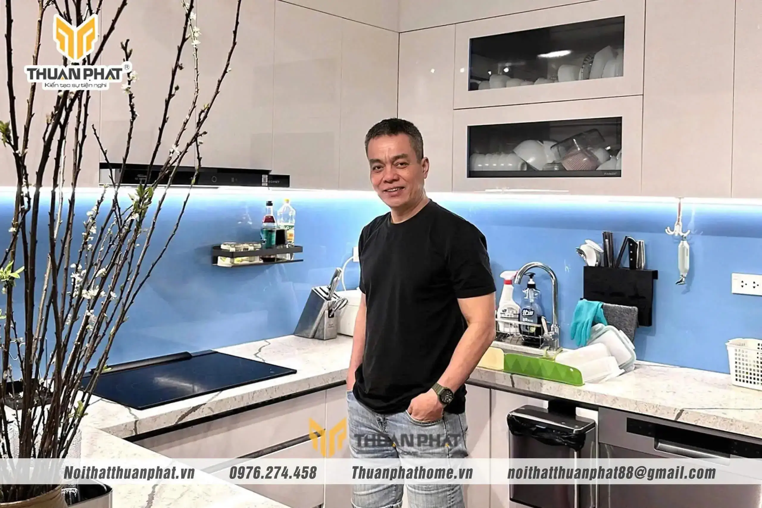 Bộ tủ bếp inox cánh Acrylic nhà anh Đức – Trần Quốc Toản